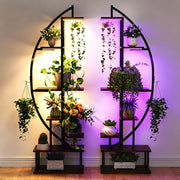 Circular Plant Stand with Grow Lights, Set of 2