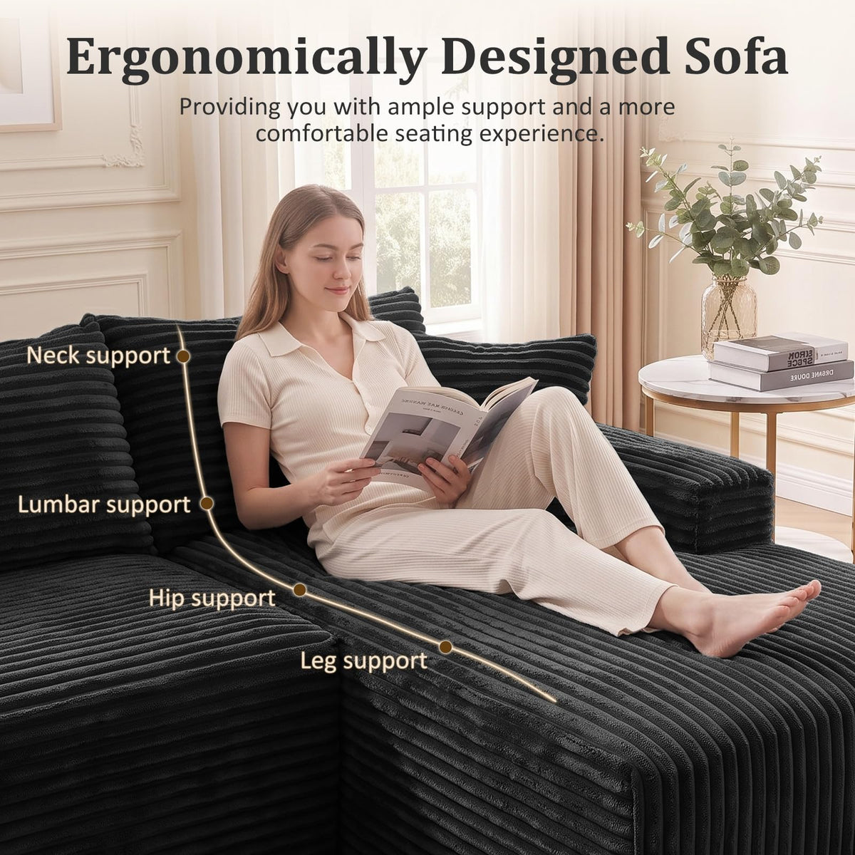 U-Shape Corduroy Modular Sectional Sofa