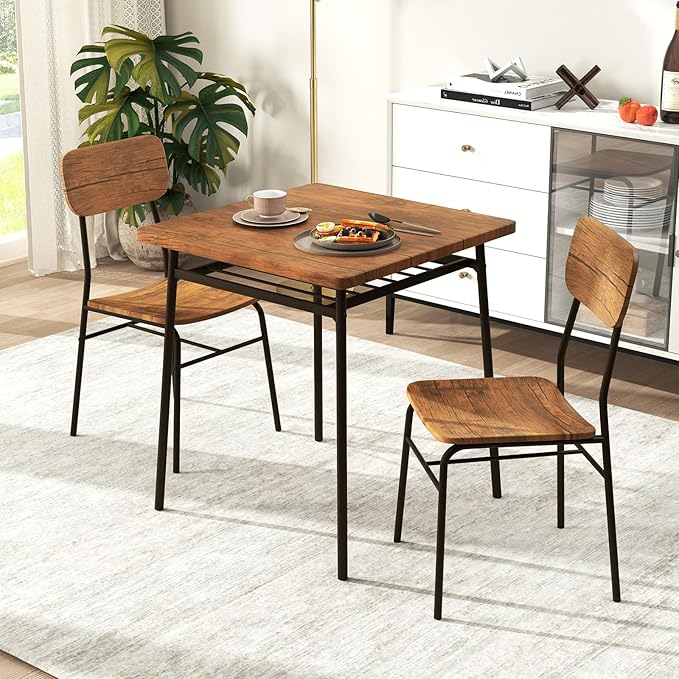 5-Piece Dining Table Set with Storage Rack