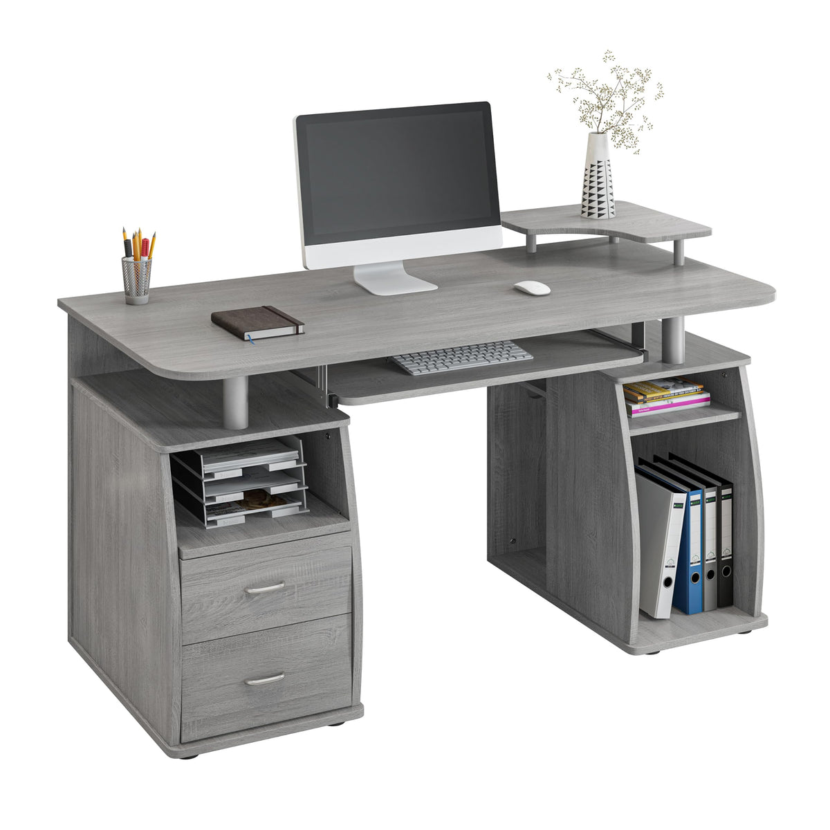 Grey Computer Desk with Storage