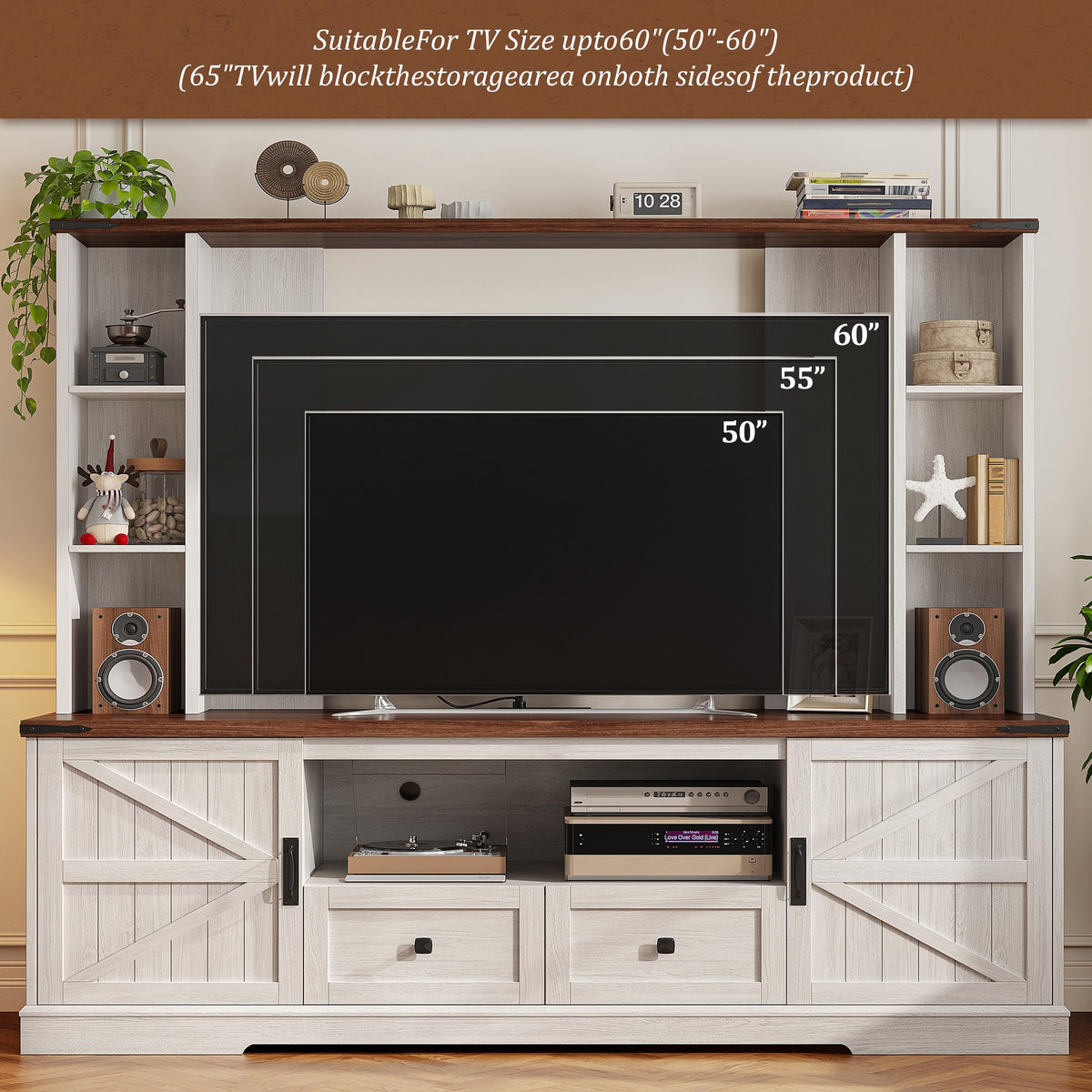Farmhouse Entertainment Center with LED Lights