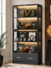 Lamtor 67-inch Glass Display Cabinet for Sports Memorabilia | Black