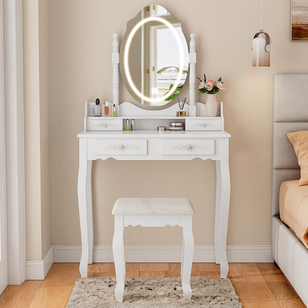 LED Mirror Vanity Desk Set