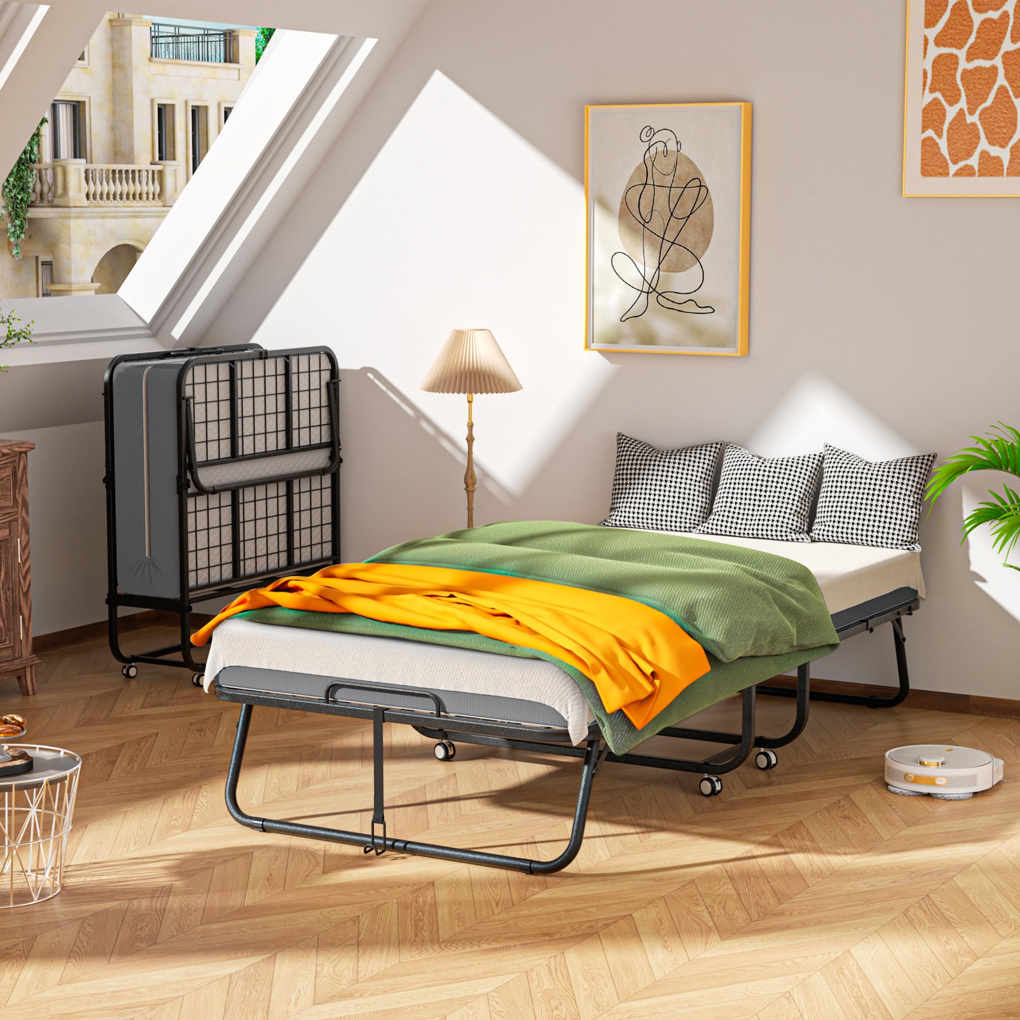 Folding Bed with Memory Foam Mattress