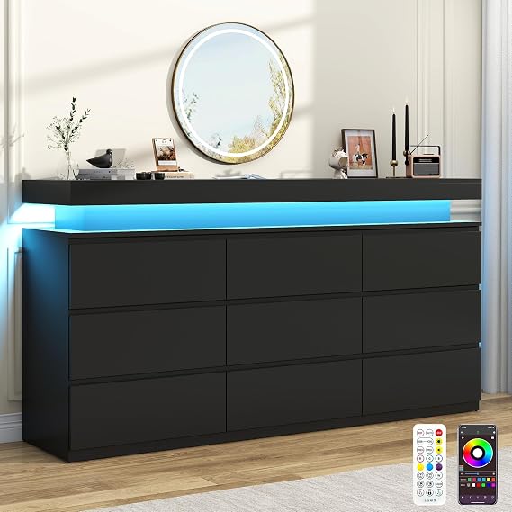 LED Dresser with Charging Station