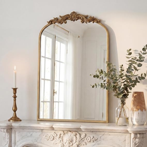 Gold Arched Baroque Wall Mirror