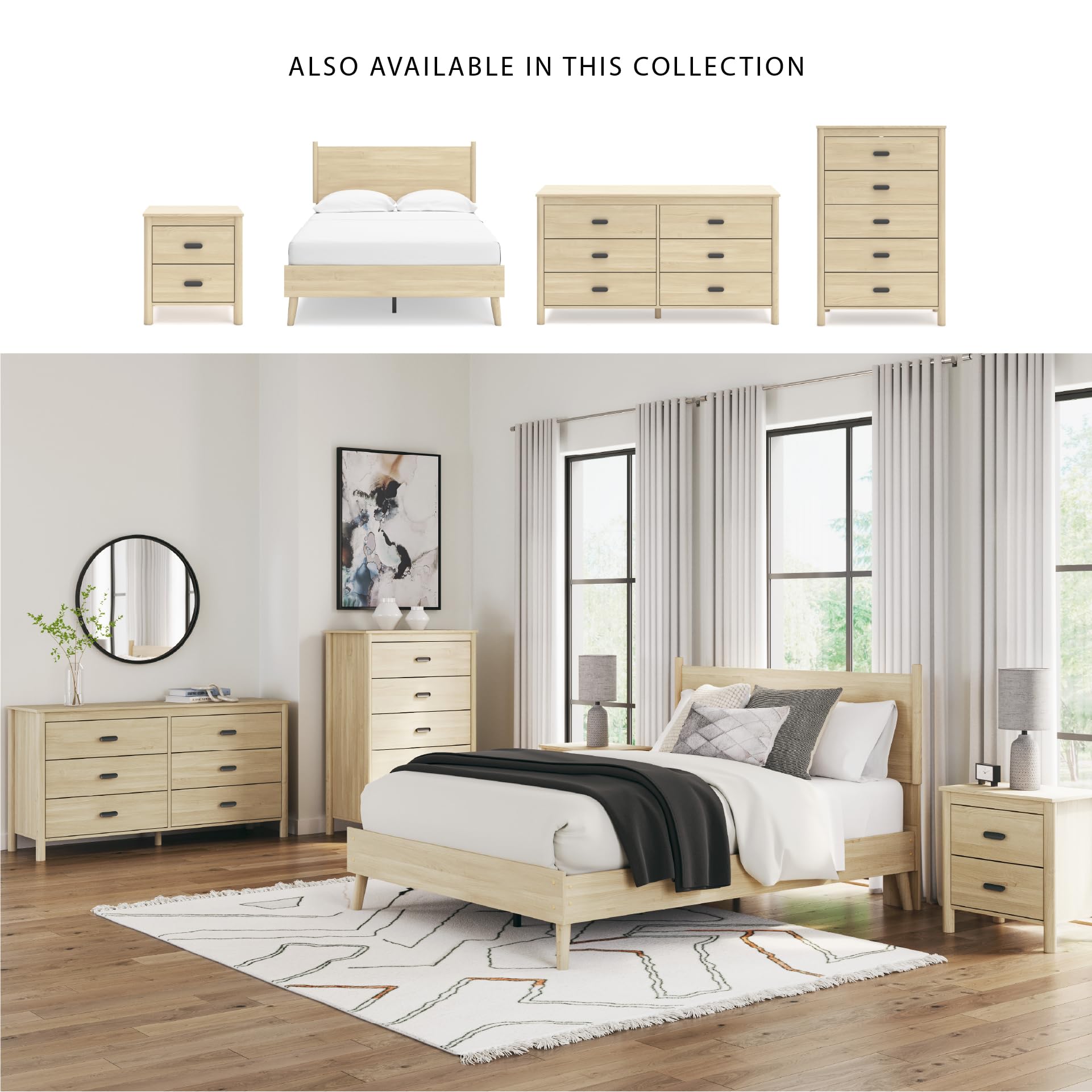 Signature Design by Ashley Cabinella Casual Dresser with 6 Smooth-Gliding Drawers, Meets ASTM International Safety Standards, Light Brown Finish, 61.57' W