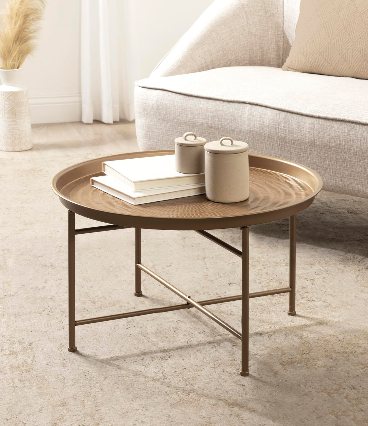Gold Hammered Metal Coffee Table