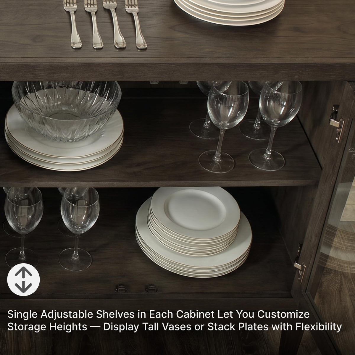 Signature Design by Ashley Burkhaus 1-Piece Buffet Cabinet, Dark Brown