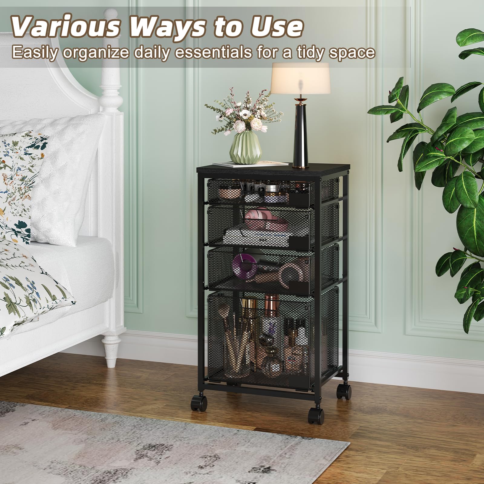 Rolling File Cabinet with 4 Drawers