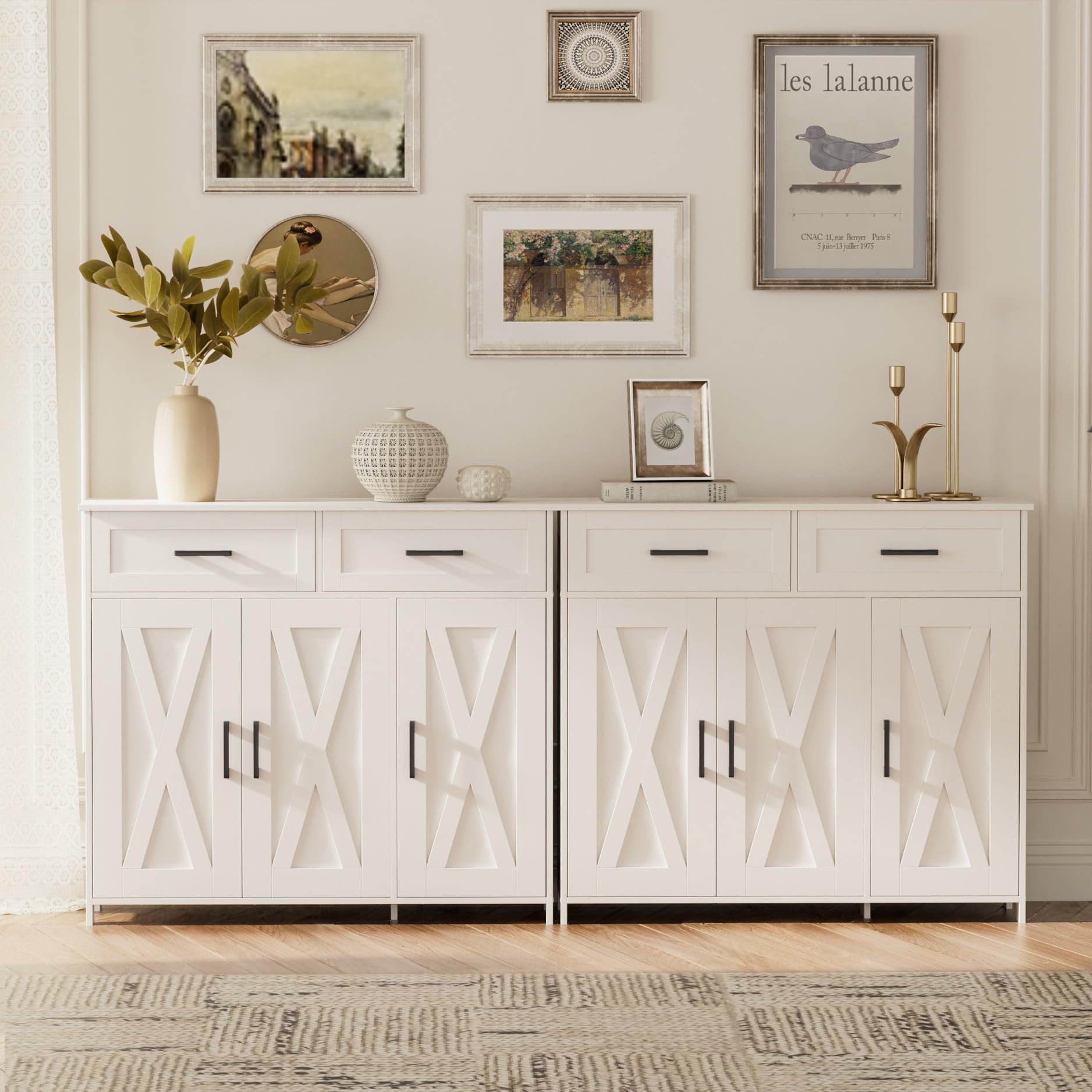 Farmhouse Sideboard Buffet Cabinet with Drawers & Doors