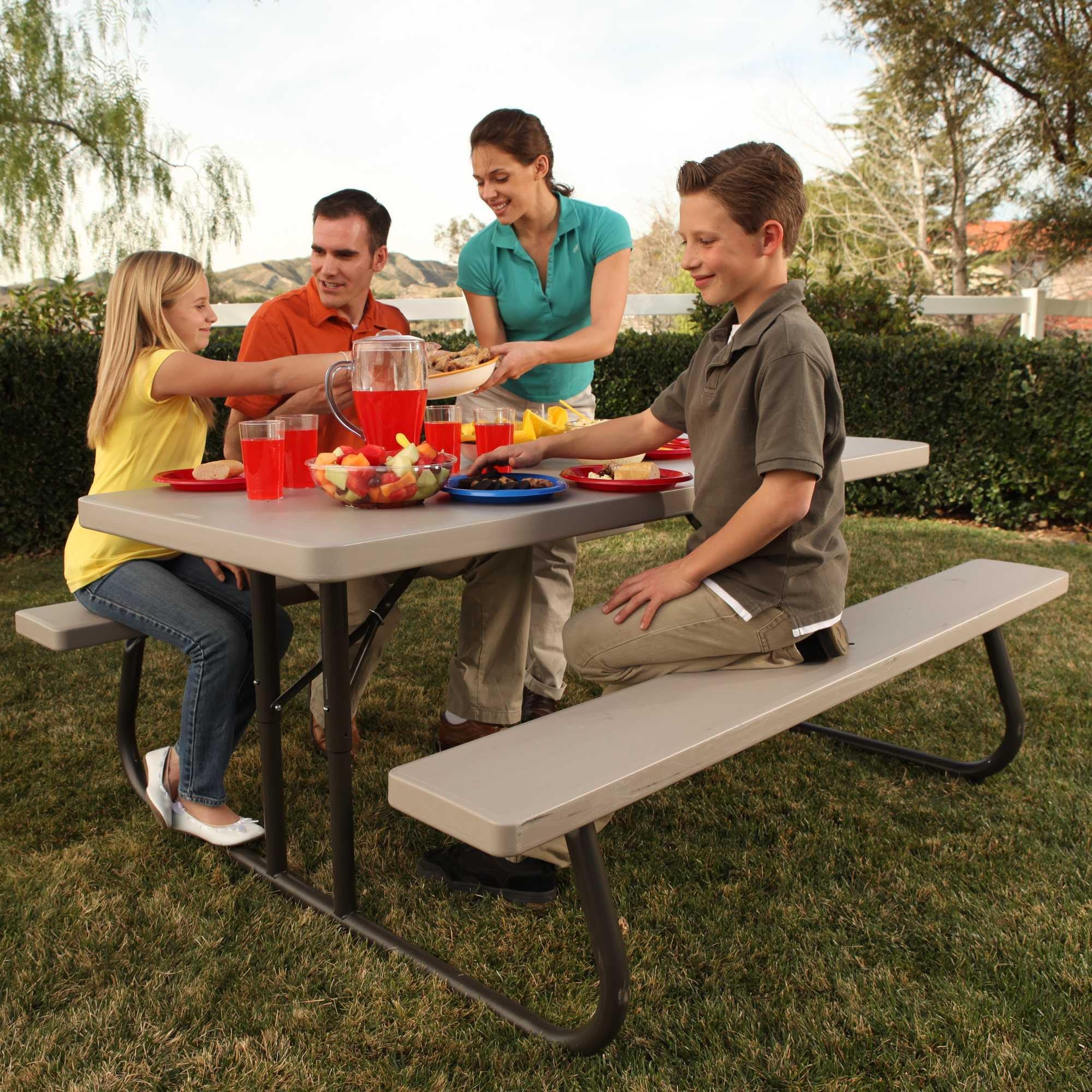 6-Foot Folding Picnic Table with Bench Seating