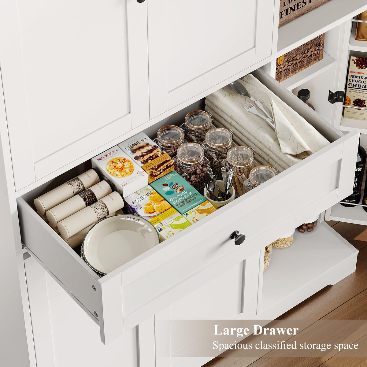 HOSTACK 68" Tall Kitchen Pantry Storage Cabinet with Doors & Shelves, White
