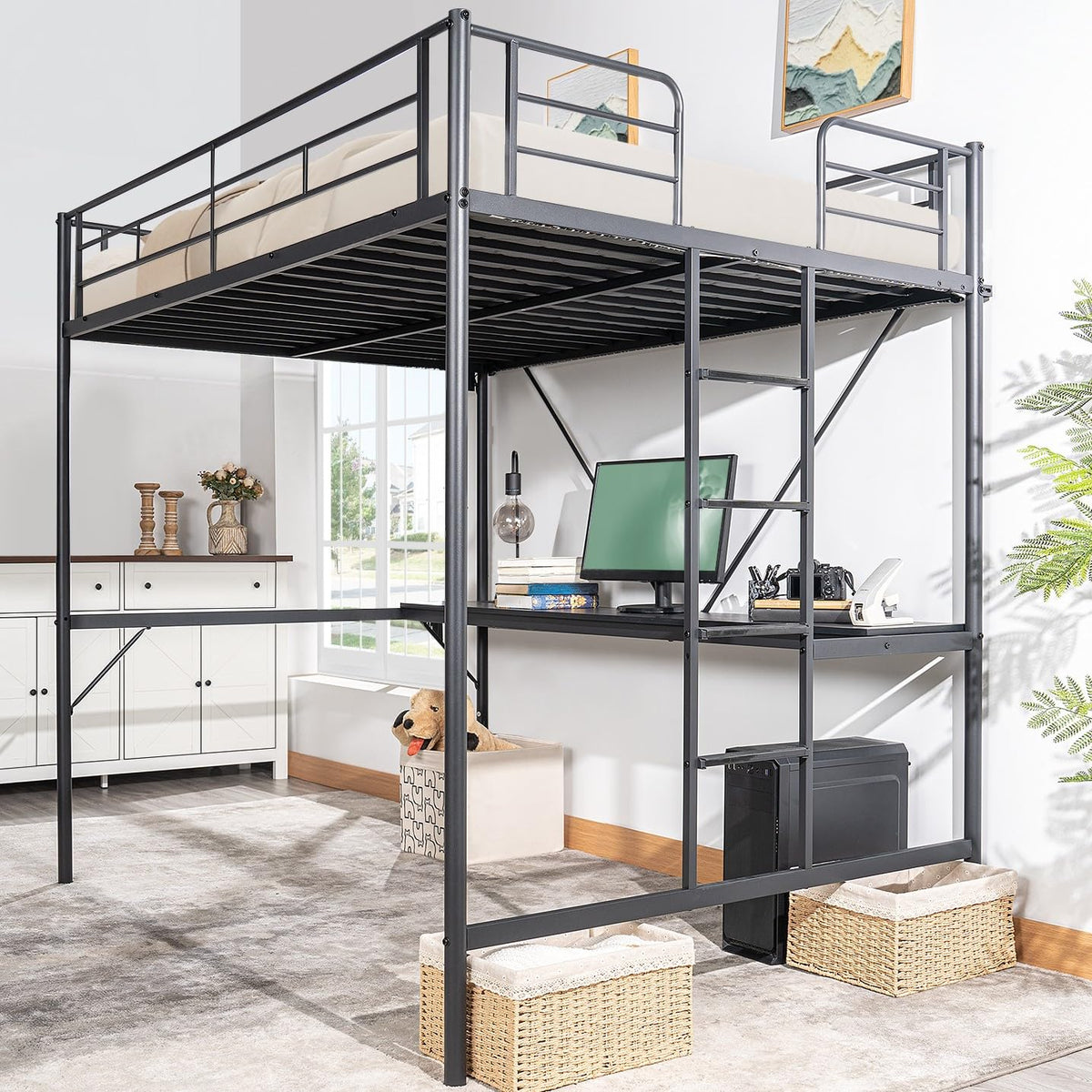 Full Metal Loft Bed with Desk
