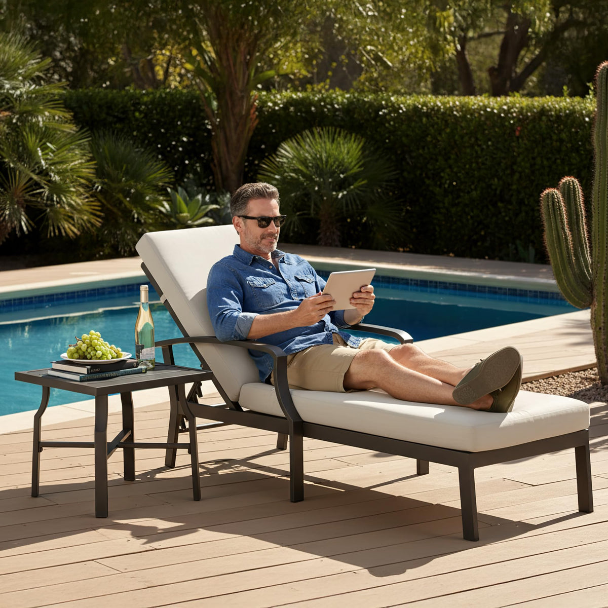 Adjustable Aluminum Patio Chaise Lounge