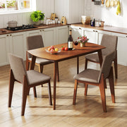 Giantex Dining Table Set for 4, Rectangular Kitchen Table and Chairs Set w/Rubber Wood Frame, Padded Seats & Backrests, Space-saving Dinette Set for Small Space, Apartment, Dining Room, Breakfast Nook