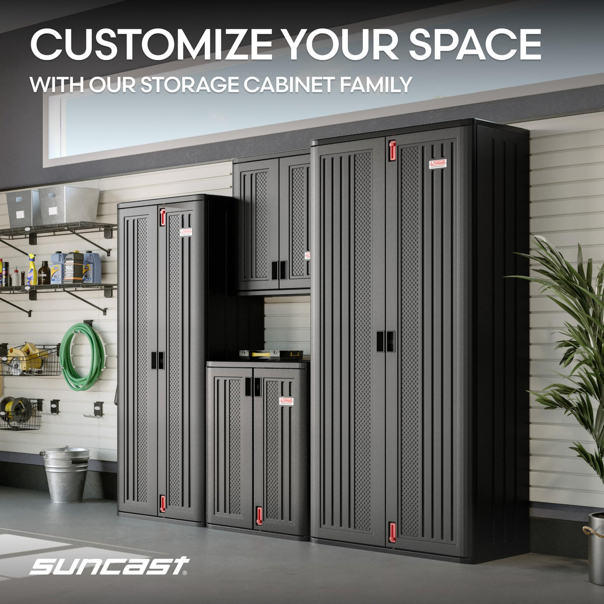 Suncast 30" Base Cabinet, Heavy-Duty Garage Storage Cabinet, Dark Gray