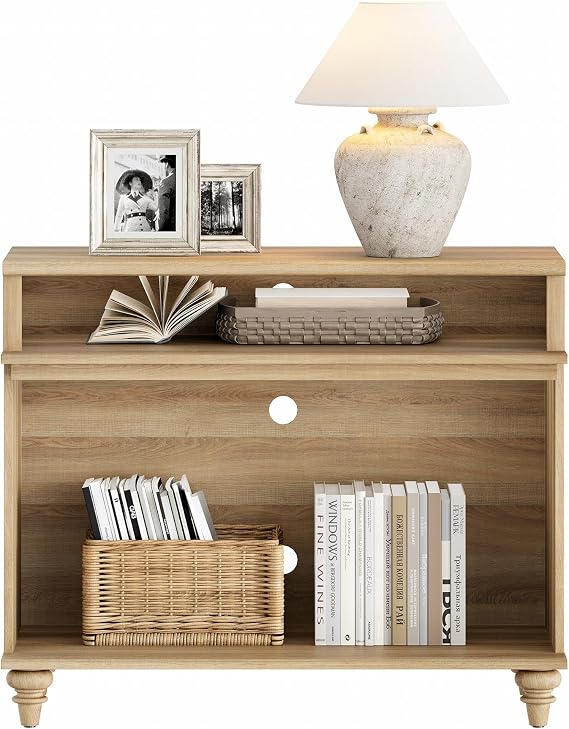 Farmhouse Large End Table with Storage Shelves