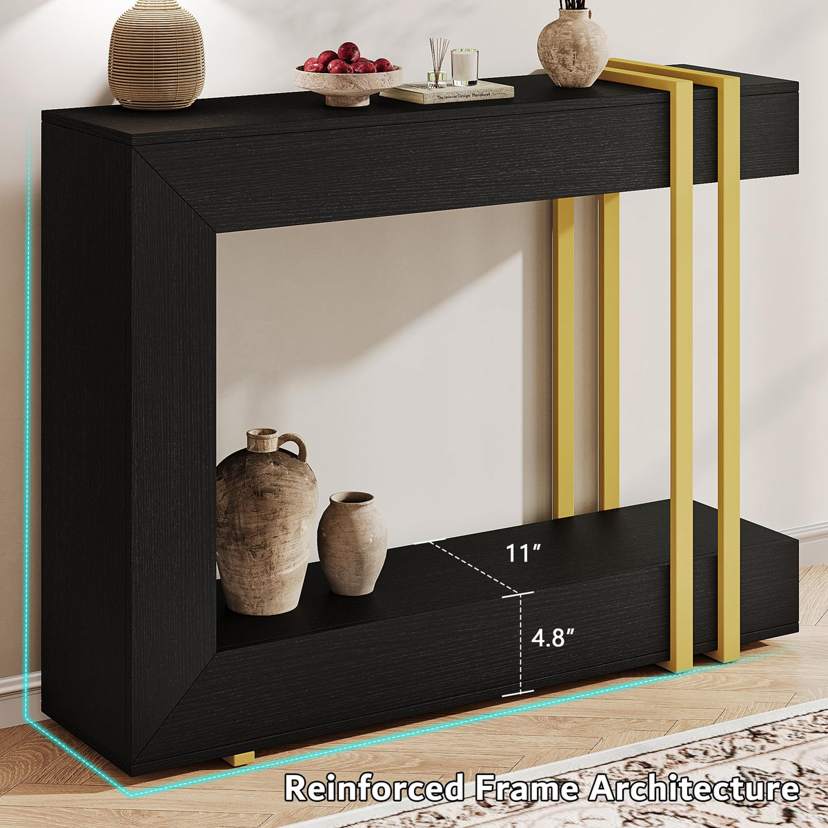 Black Two-Tier Console Table