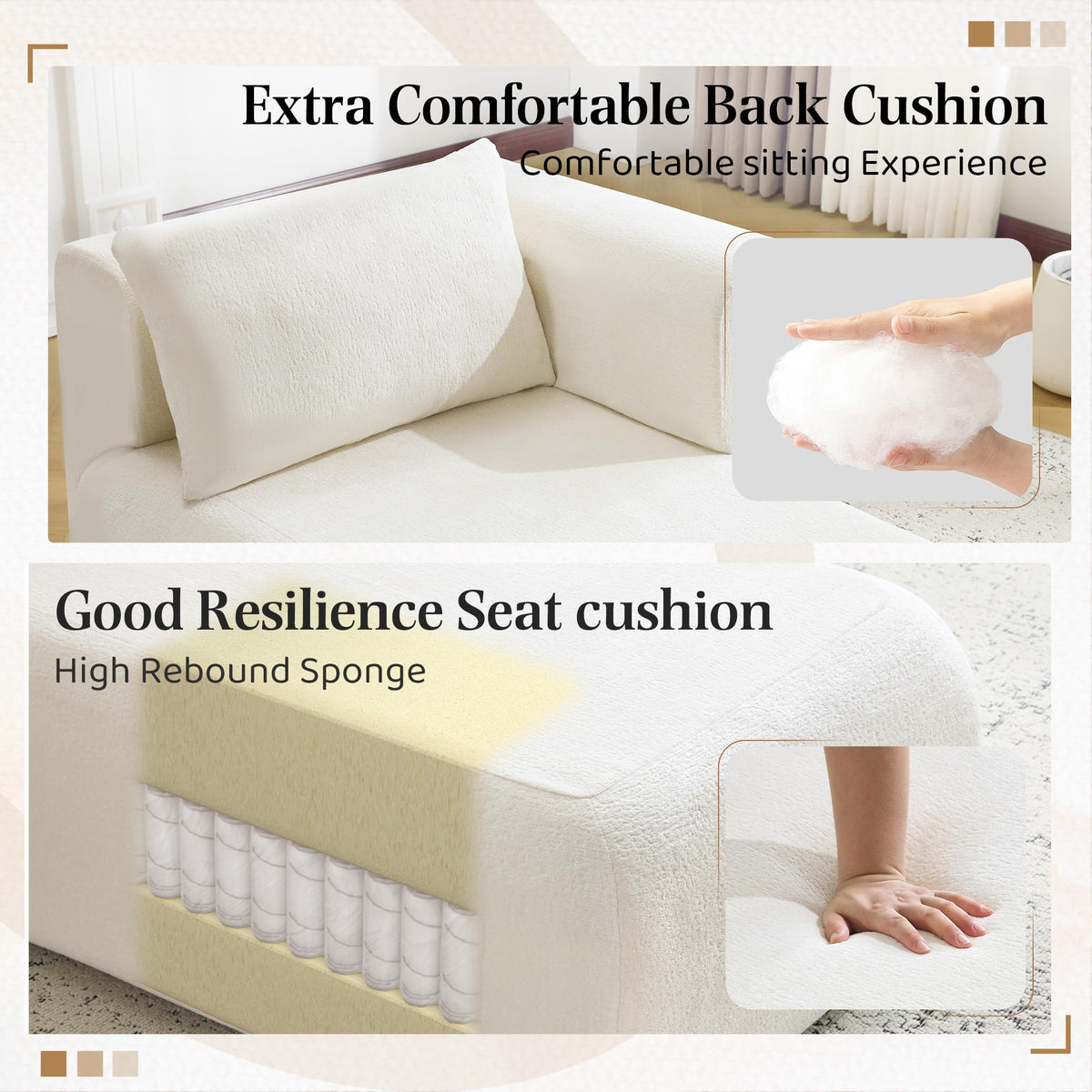 Beige Bouclé Chaise Lounge
