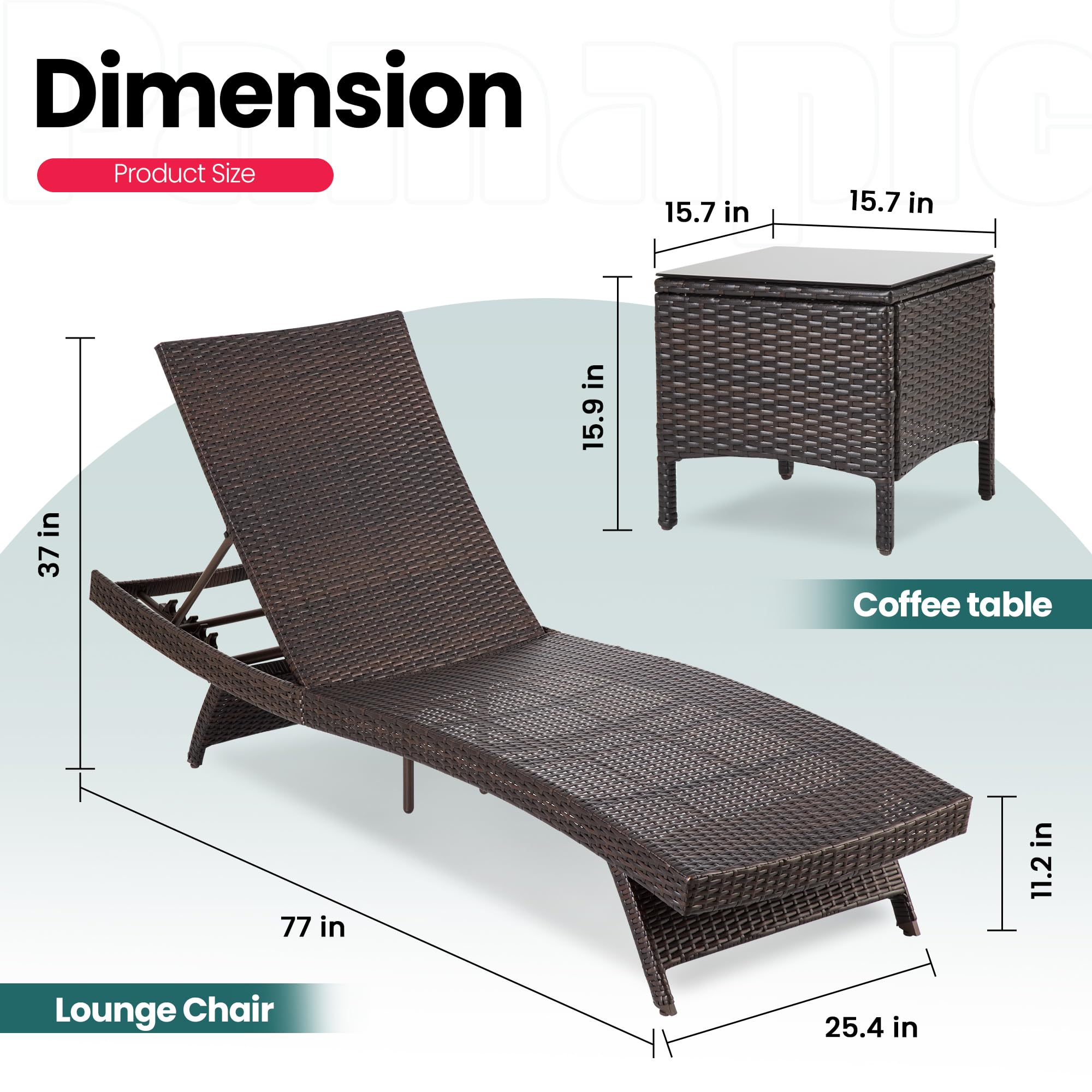 6-Piece Patio Chaise Lounge Set with Adjustable Backrest