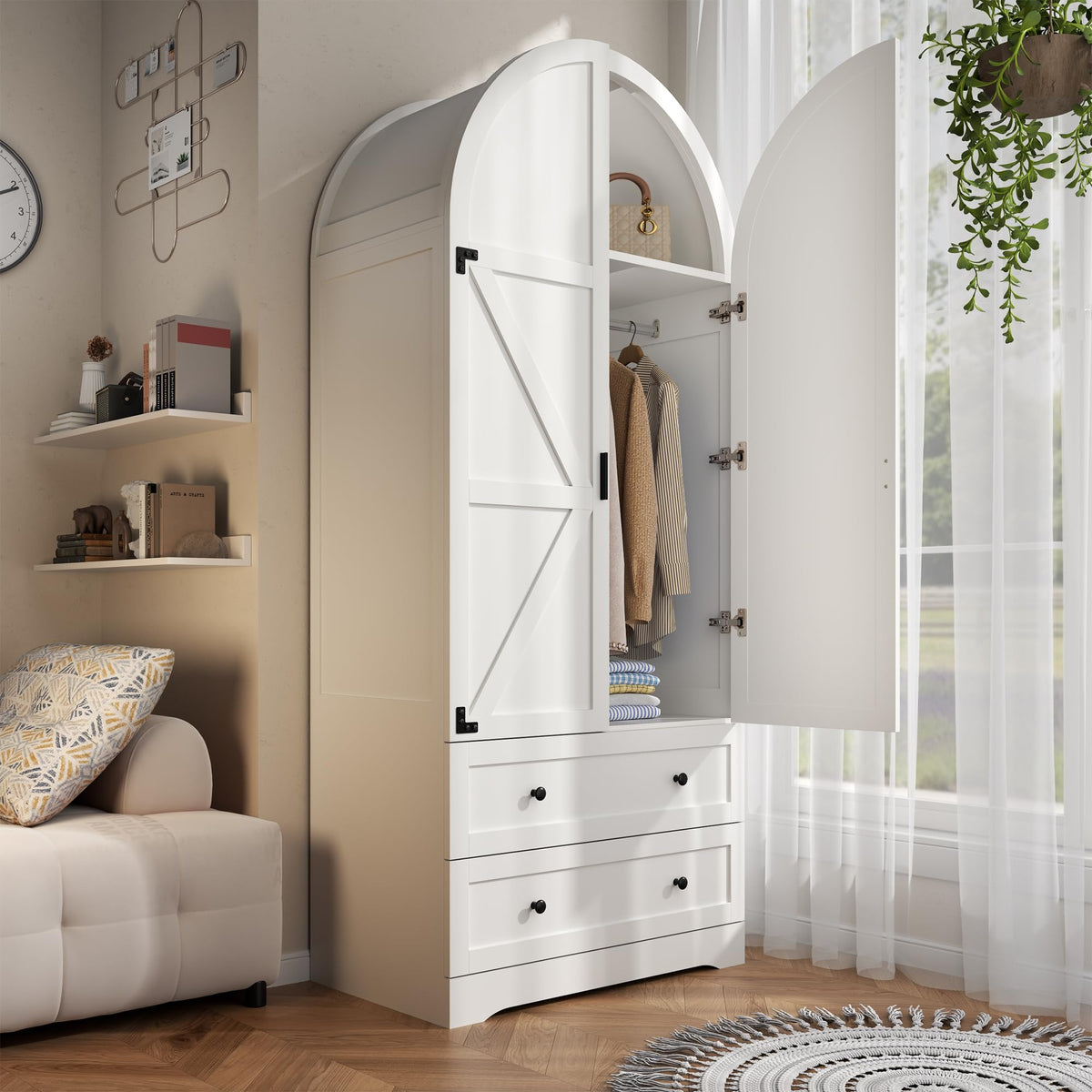 White Wardrobe with Drawers