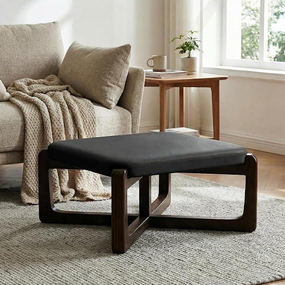 Square Faux Leather Ottoman Coffee Table