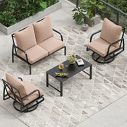 Outdoor Patio Conversation Set with Swivel Chairs & Coffee Table