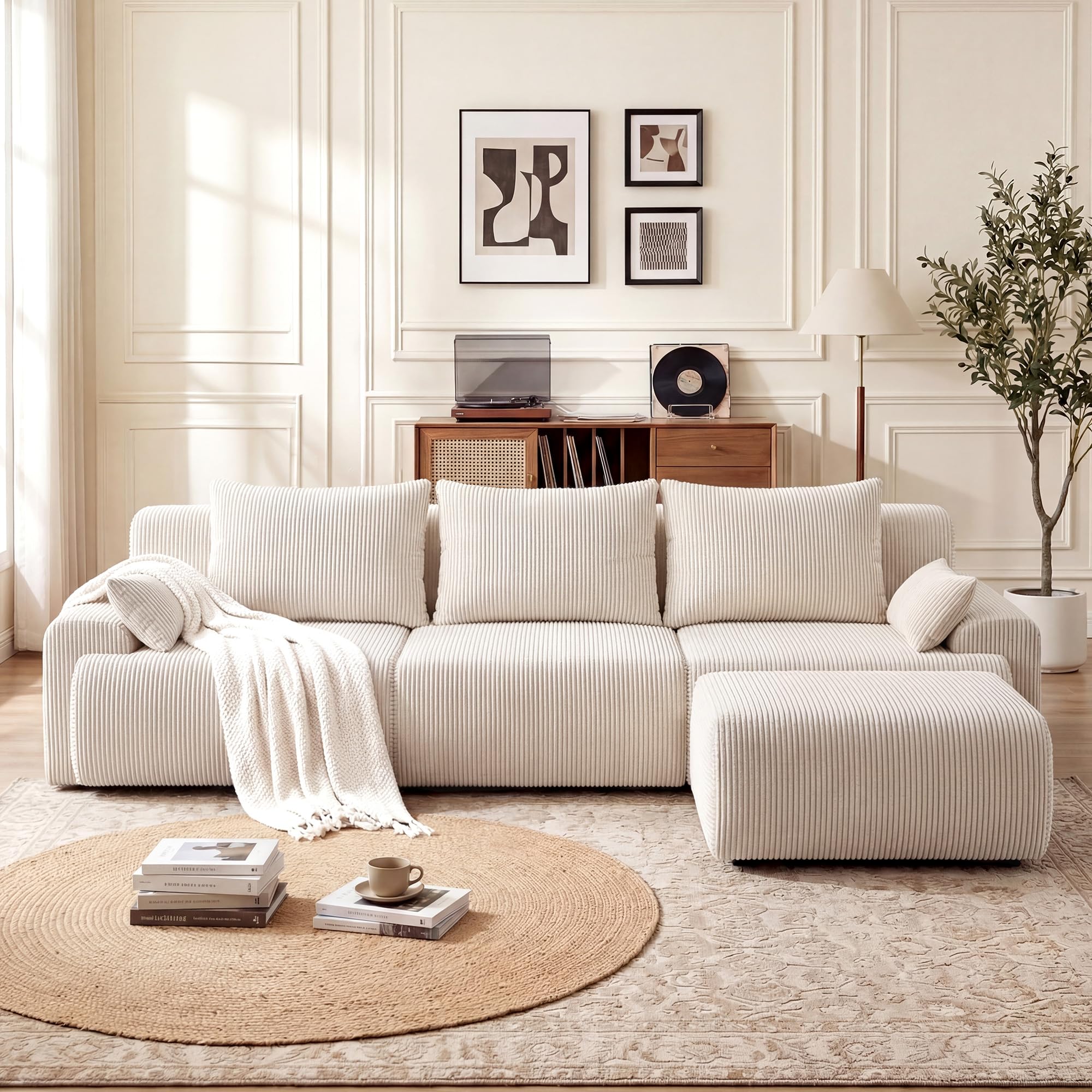 118" Modular Cloud Sectional Sofa with Ottoman