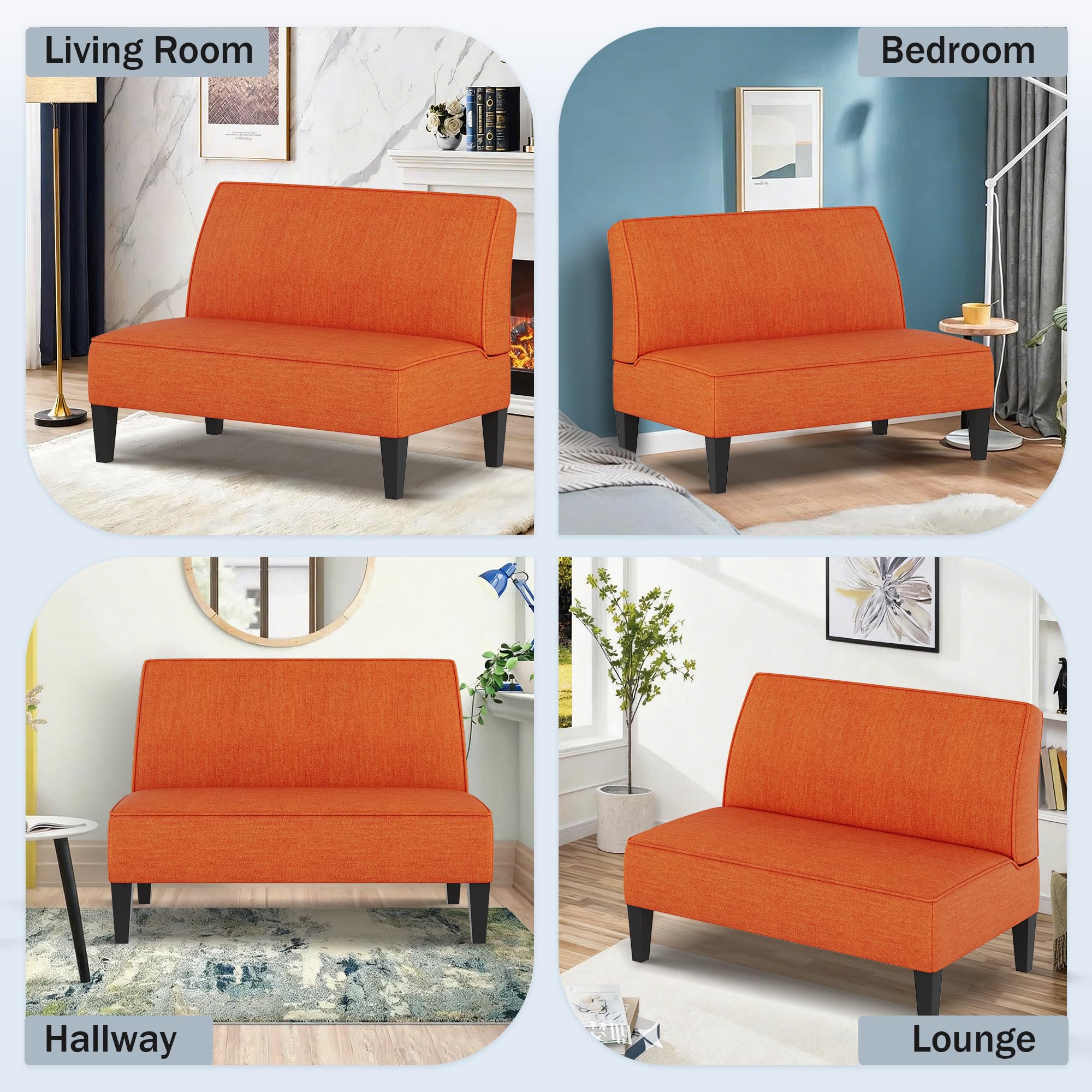 Mid-Century Modern Loveseat with Back