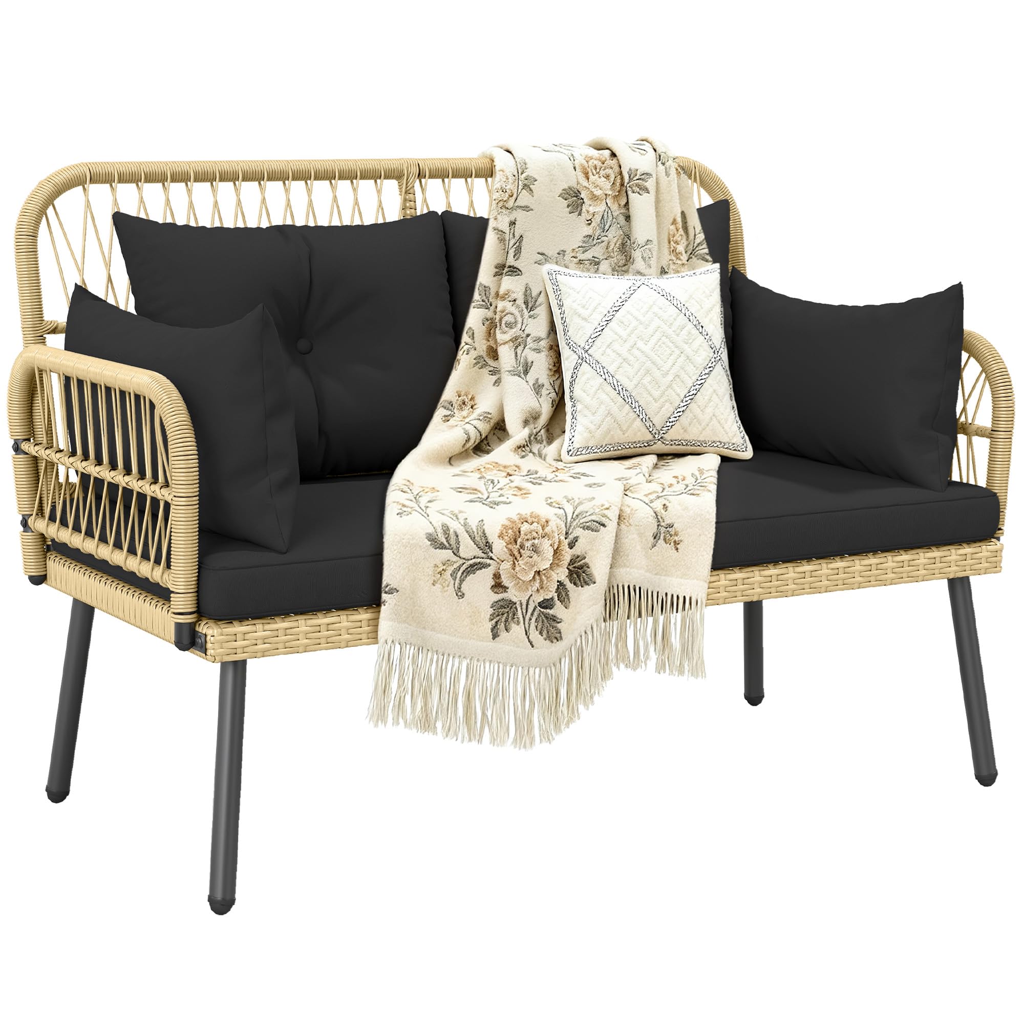 Wicker Outdoor Loveseat with Cushions