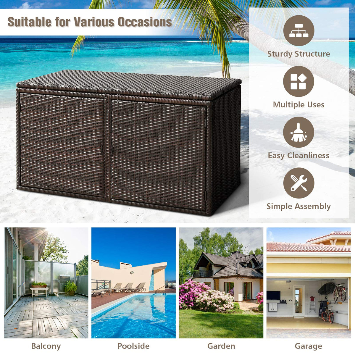 73-Gallon Wicker Deck Box