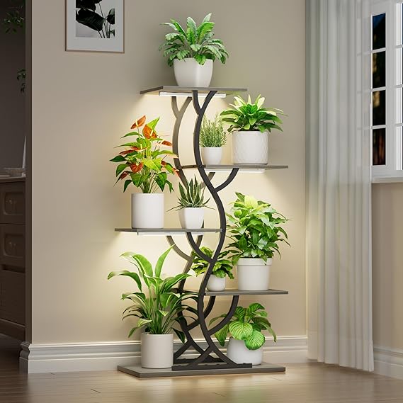 5-Tier Corner Plant Stand with Grow Lights