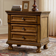 LUXOAK Fully Assembled Solid Wood Nightstand Set of 2 with 2 Drawers, Traditional Bedside End Table with 2 Storage Drawers for Bedroom, Light Brown