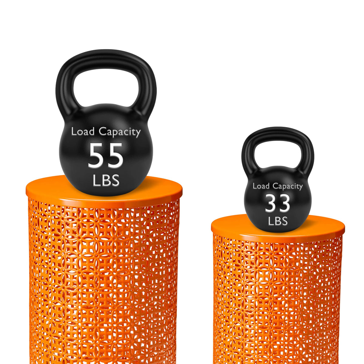Glitzhome Outdoor Side Table Set of 2, Decorative Garden Stool for Patio Heavy Duty Metal Frame Accent Table Modern End Table, Glossy Orange