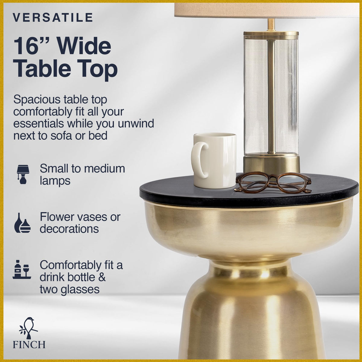 Black Granite Hourglass Side Table