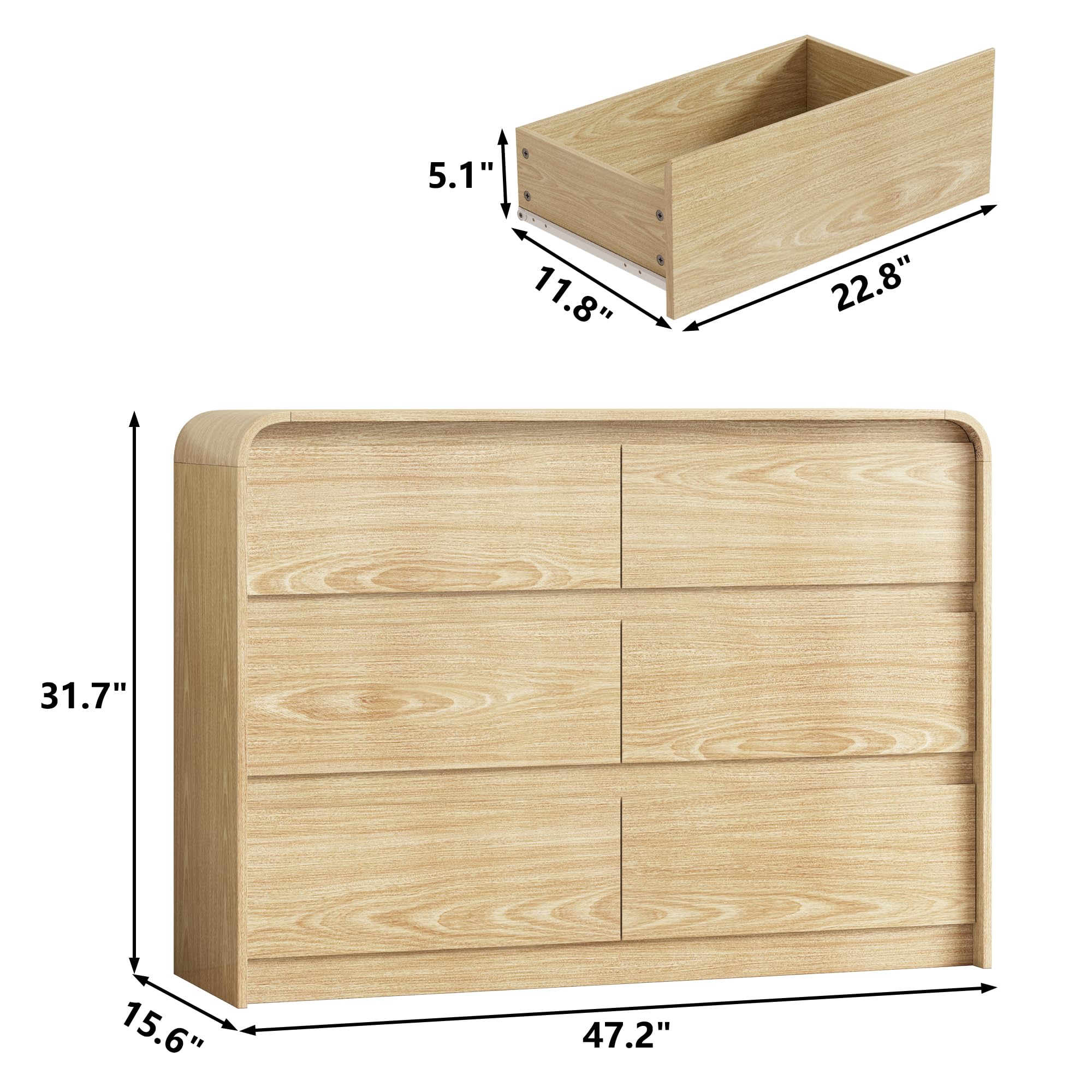 6-Drawer Wood Dresser