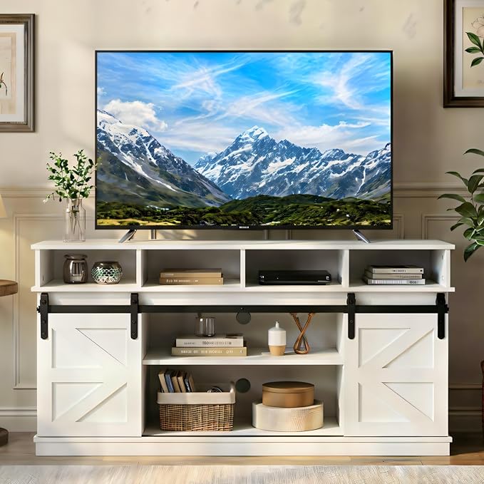 58" TV Stand with Barn Doors & Storage