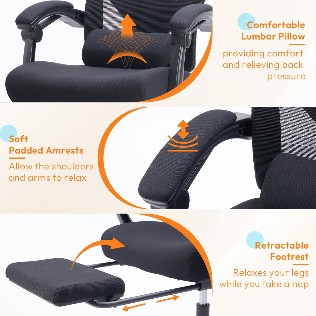 Mesh Office Chair with Footrest
