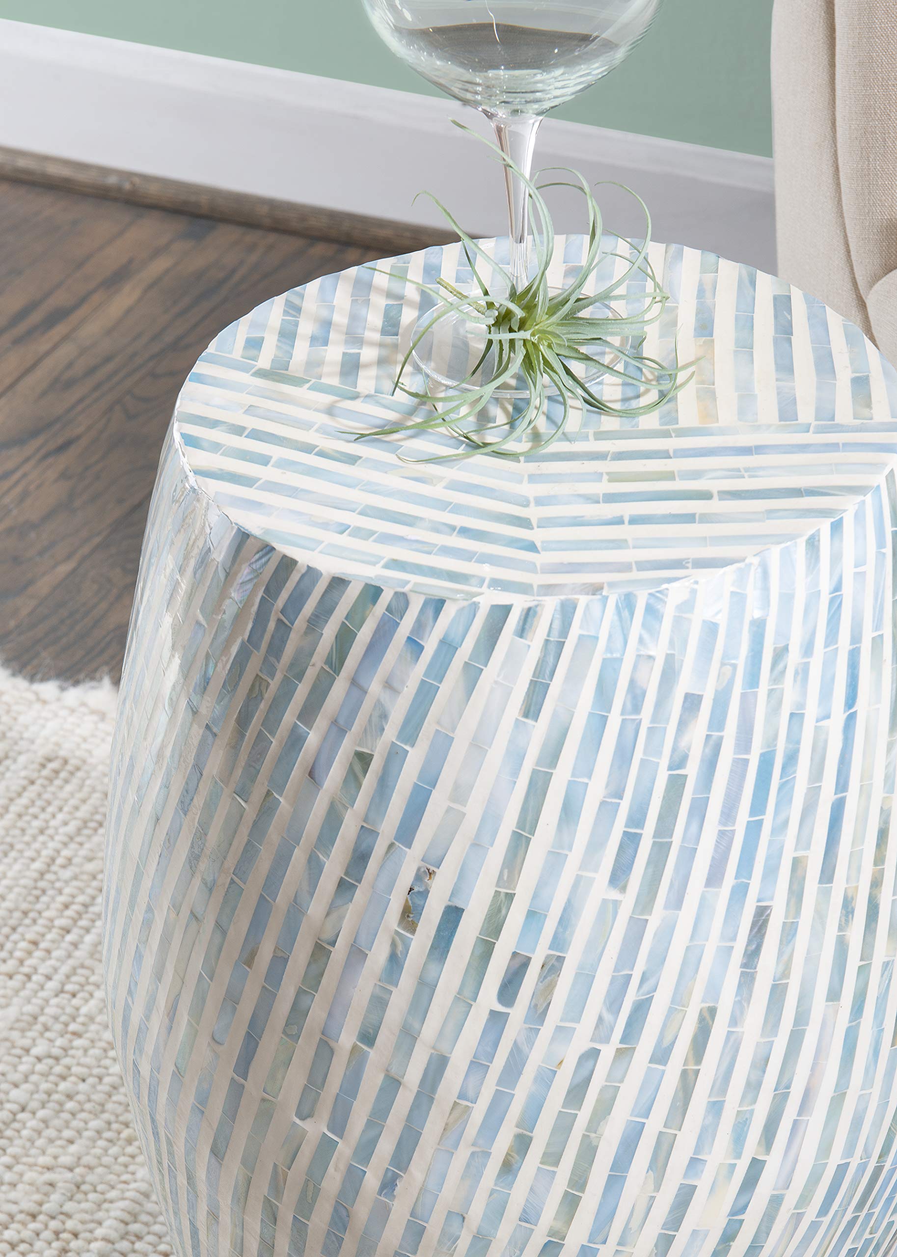 Capiz Shell Drum Accent Table