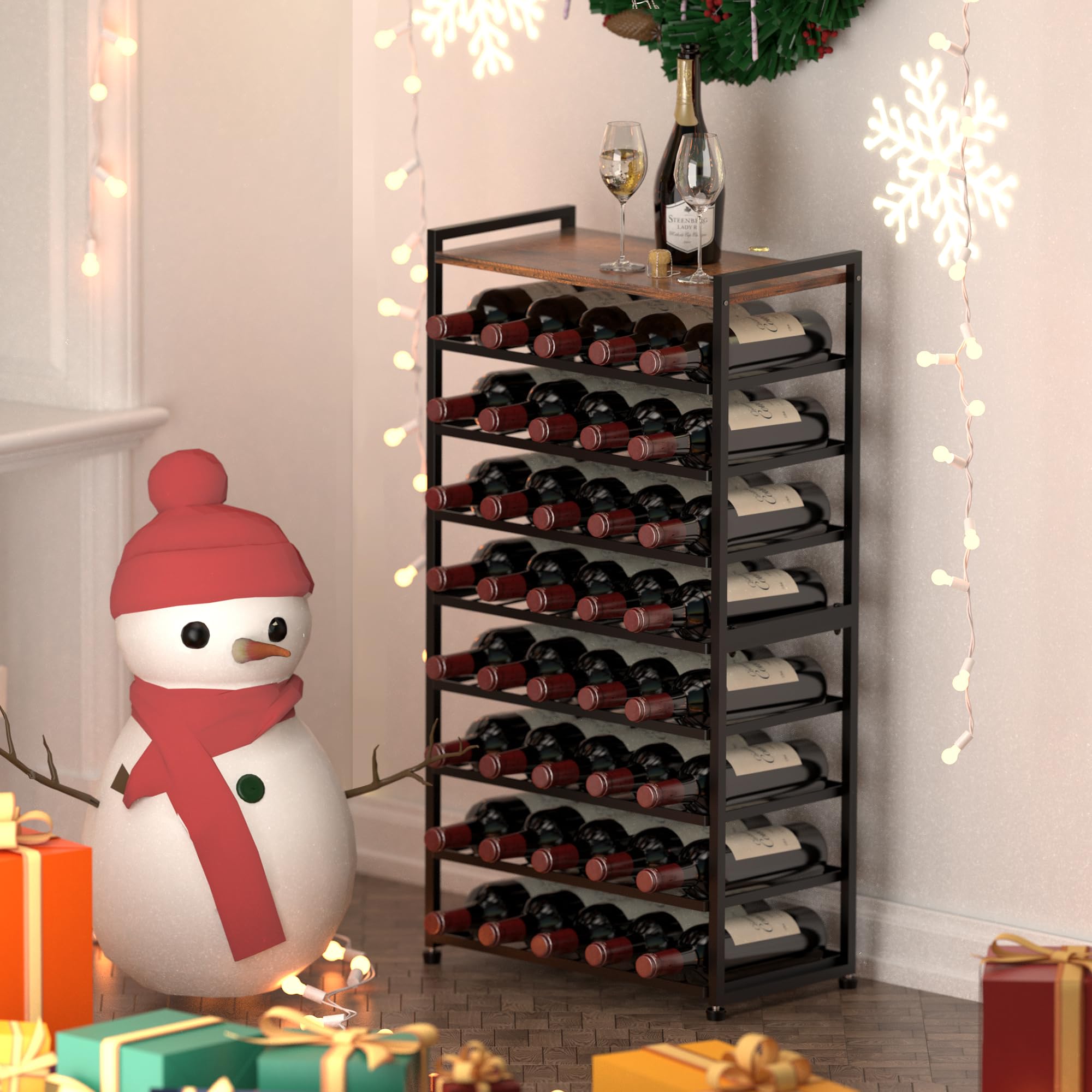 9-Tier Freestanding Wine Rack – 40 Bottle Floor Stand