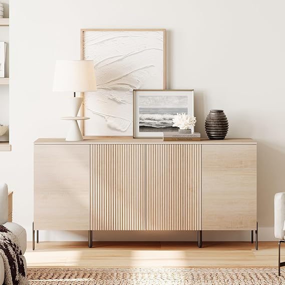 Fluted Buffet Cabinet with 4 Doors