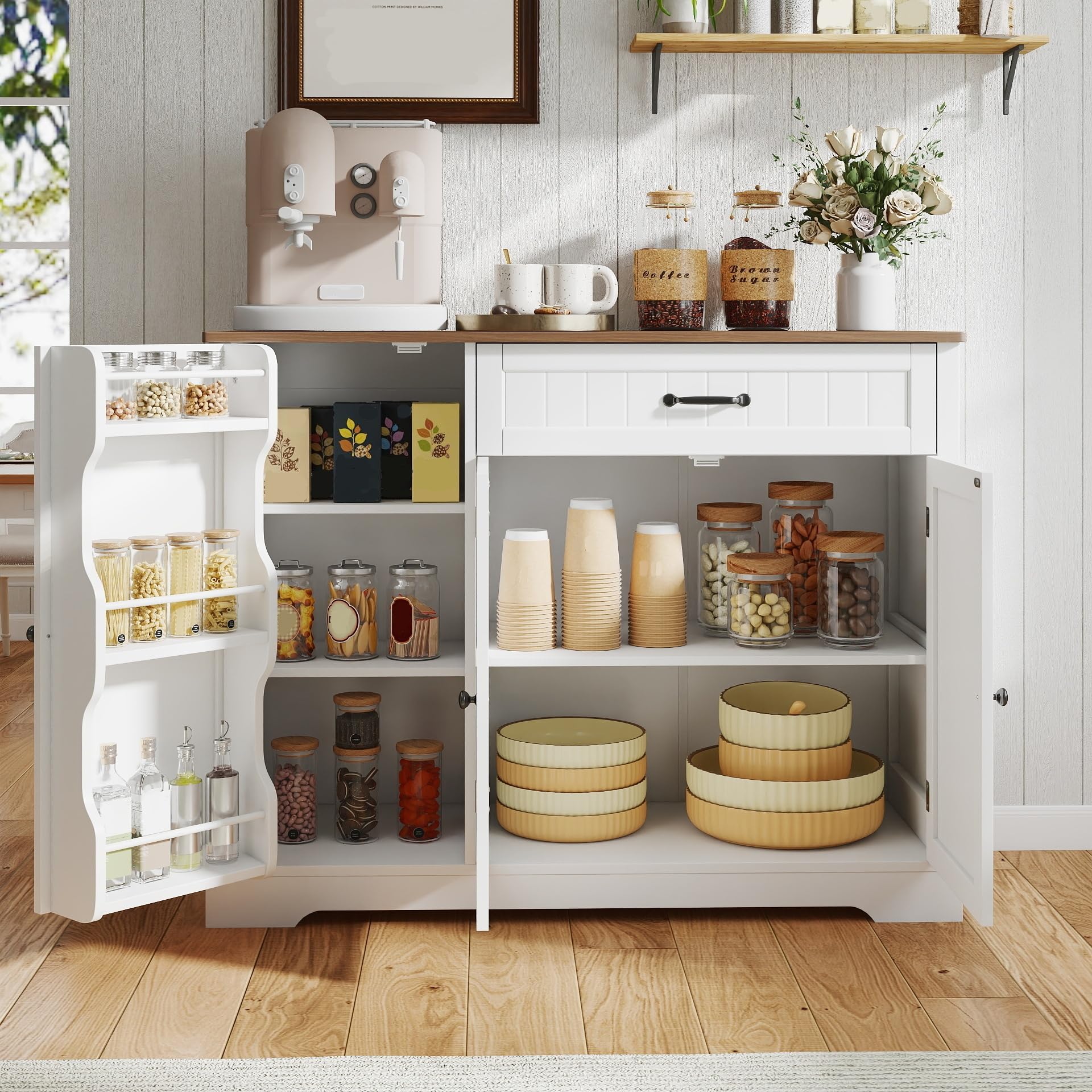 Kitchen Coffee Bar Cabinet with Storage