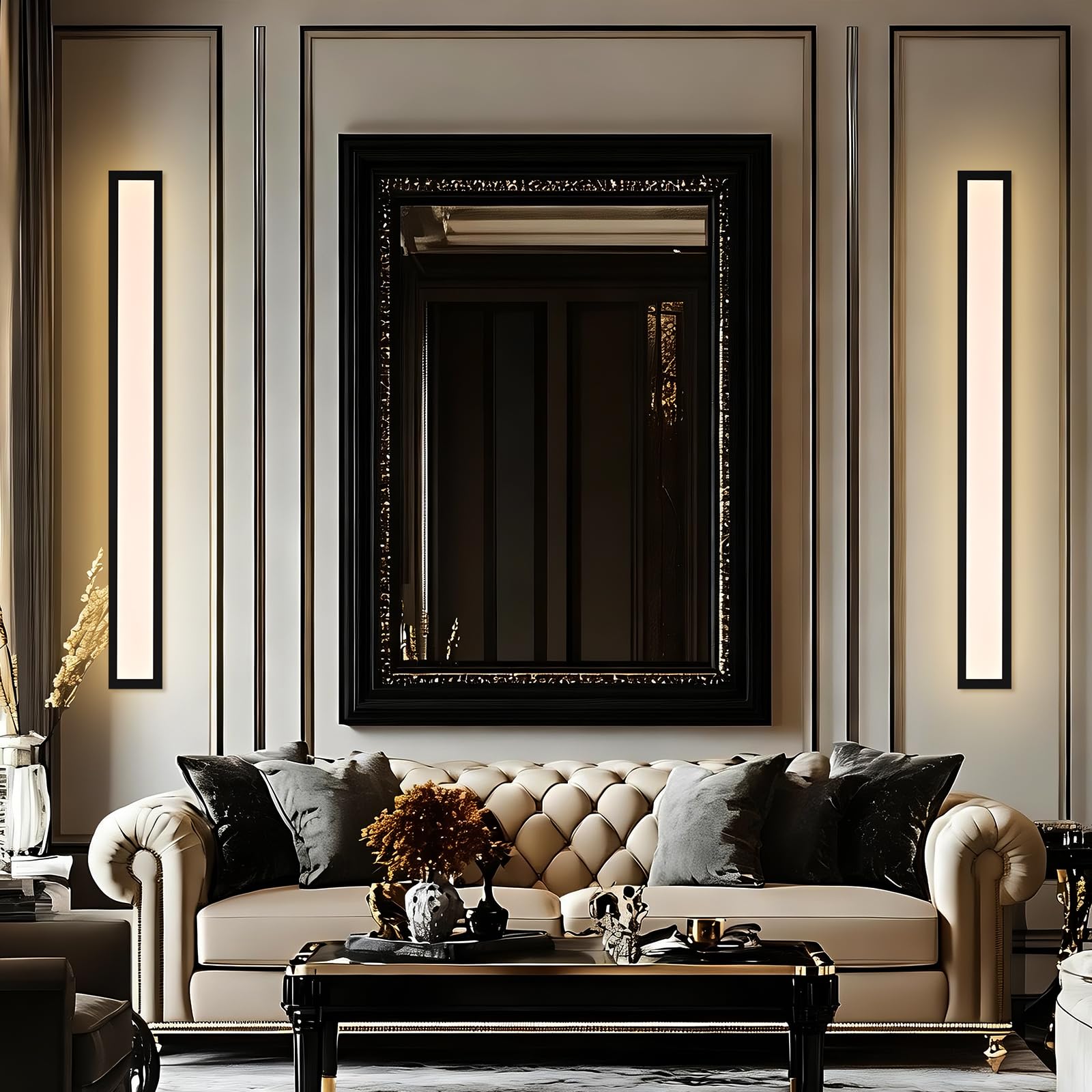 Long Outdoor LED Wall Sconce – 2 Pack, Dimmable 5CCT Linear Light