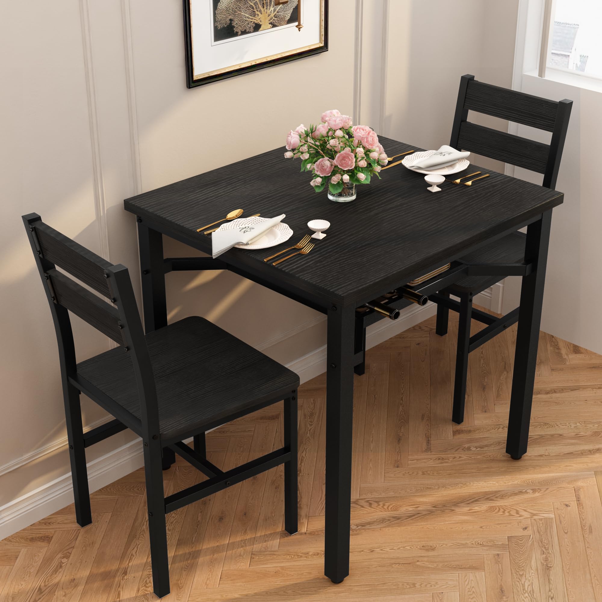 3-Piece Farmhouse Dining Table Set for 2