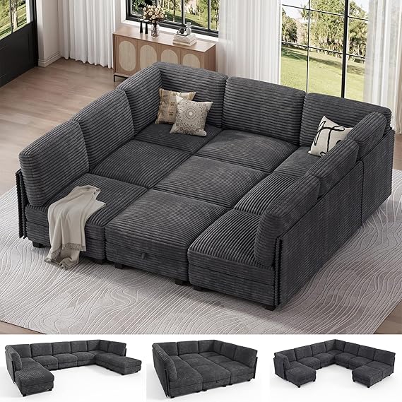 Modular Sectional Sofa with Adjustable Backrest