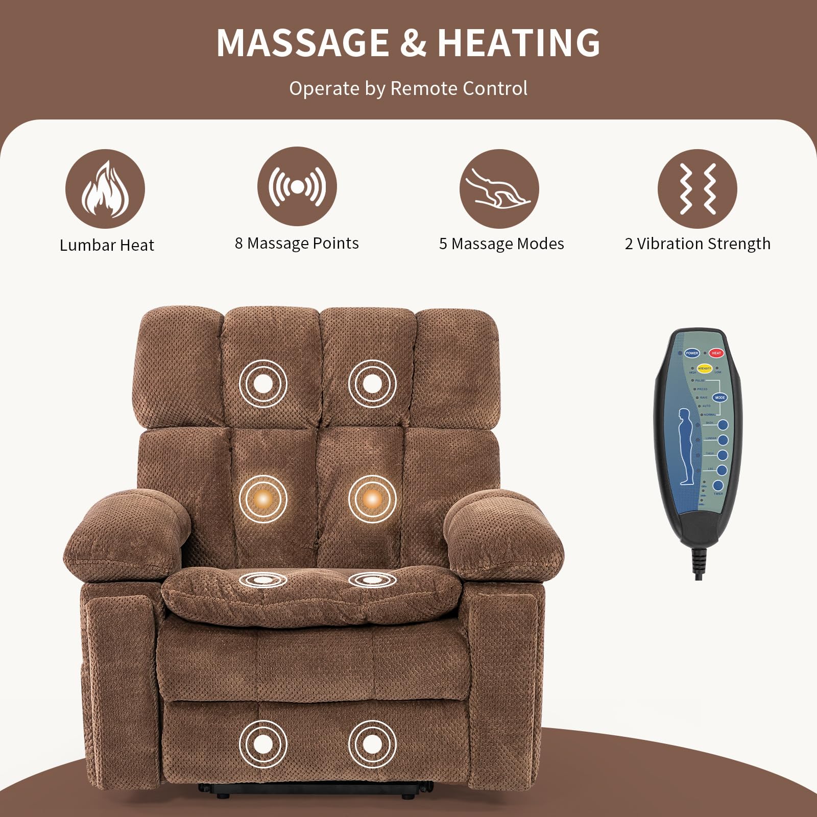 Oversized Dual-Motor Power Lift Recliner Chair – Brown