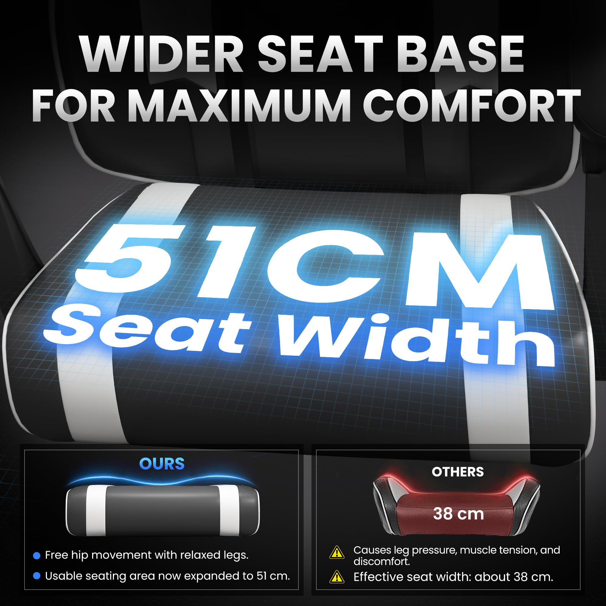 Ergonomic Gaming Chair with Footrest, Headrest & Lumbar Support