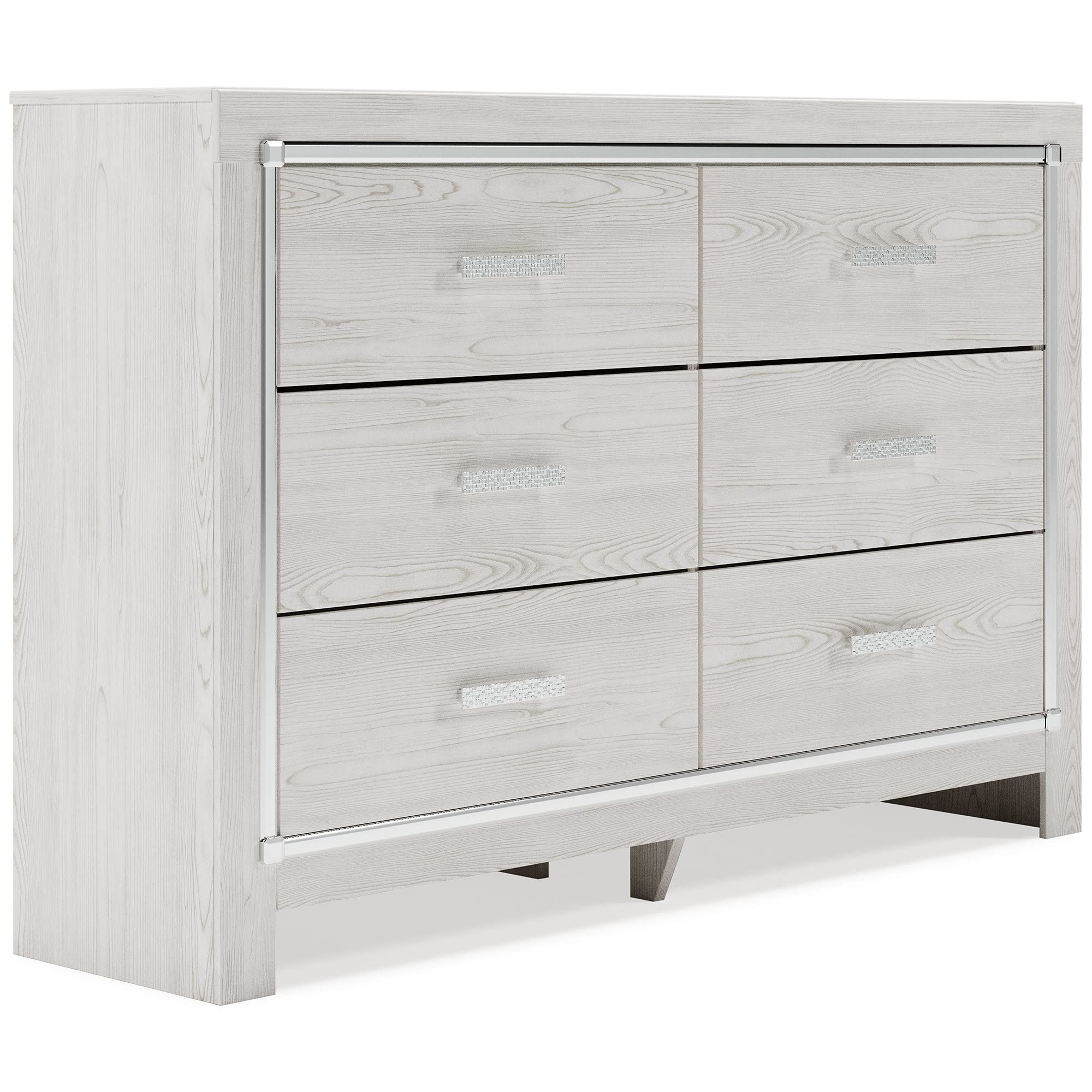 Signature Design by Ashley Altyra Modern Glam 6 Drawer Dresser, Whitewash