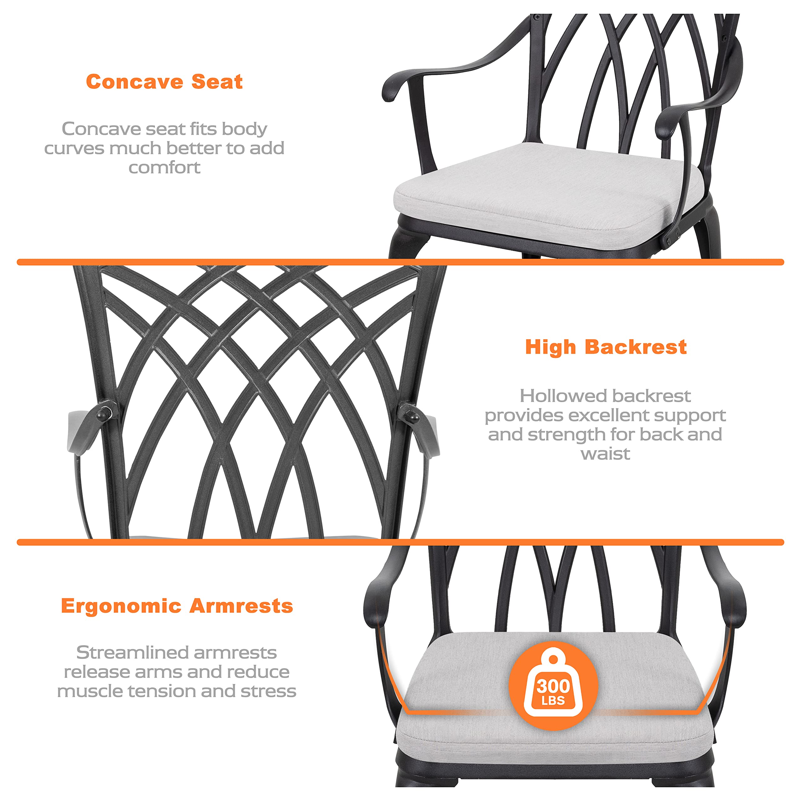 3-Piece Cast Aluminum Patio Bistro Set